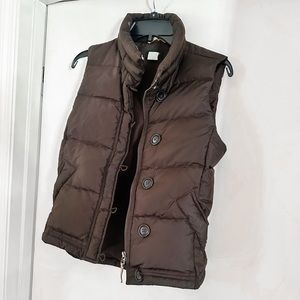 J. Crew Womens Full Zipper Button 80% Down Fill Puffer Vest, XS, Brown Poly